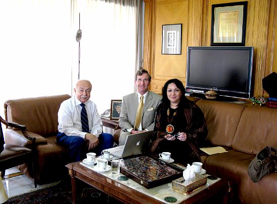 27 head of sunni org.jpg - The head of the Sunni religion in Lebanon welcomes Dr Ashley Deans for a presentation in his office.
